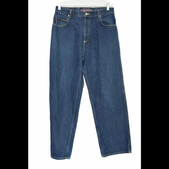 Phat Farm Womens Blue Denim Jeans Cotton Solid 5 Pockets Straight Size 34 - Picture 1 of 5